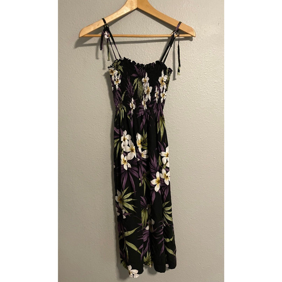 Vintage Royal Creations Womens Dress Small Purple Floral Rayon Smocked Strappy - Picture 1 of 8